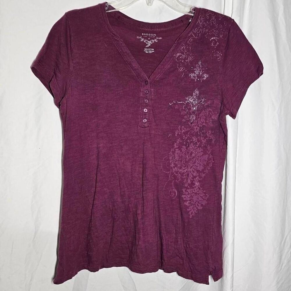 Burgundy fairy grunge whimsigoth y2k vintage v neck tee